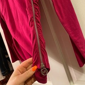Michael Kors size zipper long sleeve pink shirt
